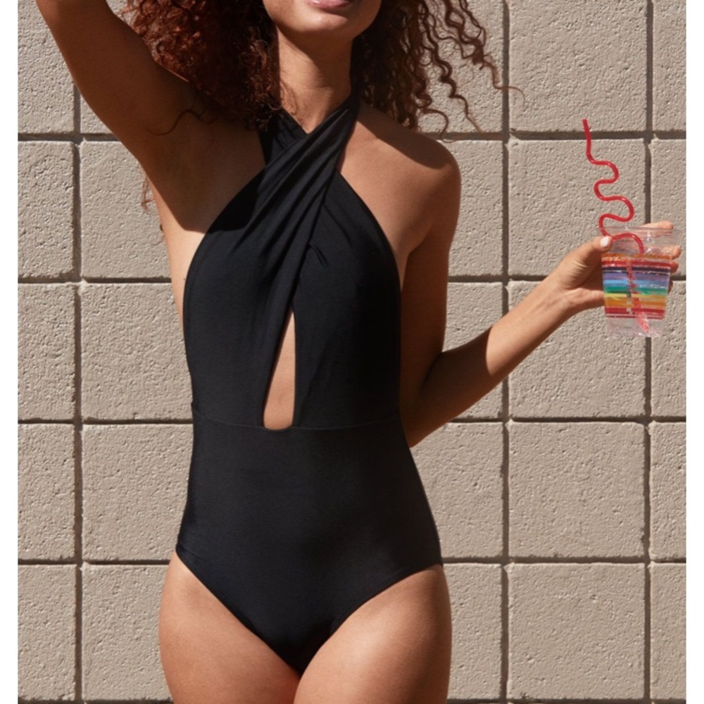 aerie cross-front one piece swimsuit